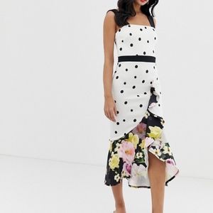 ASOS True Violet frill front midi dress